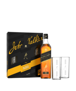 מארז וויסקי ג'וני ווקר בלאק לייבל 700 מ״ל וזוג כוסות (Johnny Walker Black Label)