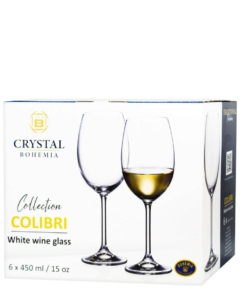 שישיית כוסות יין קריסטל עם רגל 450 מ"ל (COLIBRI) BOHEMIA