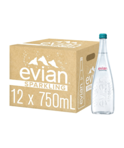 מים אוויאן מוגזים 750 מ"ל זכוכית 12 יח'