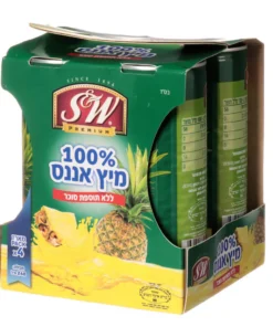 רביעיית פחיות אננס 100 אחוז פרי טבעי 240 מ"ל (S&W Premiumֿ)