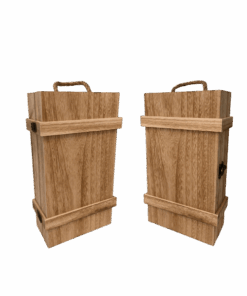 תיבת עץ זוג בקבוקי יין בעיצוב כפרי